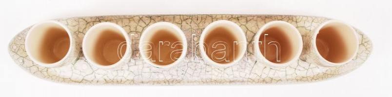 6 személyes jelzett porcelán pálinka kínáló szett / China shot set