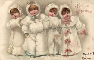 1898 Christmas, decorated greeting card, litho (EK)