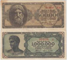 Görögország 1944. 500.000D + 1944. 1.000.000D T:II,II- Greece 1944. 500.000 Drachmai + 1944. 1.000.000 Drachmai C:XF,VF Krause 126, 127