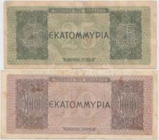 Görögország 1944. 10.000.000D + 1944. 25.000.000D T:III
Greece 1944. 10.000.000 Drachmai + 1944. 25....