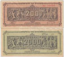 Görögország 1944. 200.000.000D + 2.000.000.000D T:II-,III Greece 1944. 200.000.000 Drachmai + 2.000.000.000D C:VF,F Krause 131, 133