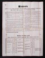 1862 Buda, Nagyméretű hirdetés a dohánylevelek beváltási árairól az 1862-1864-es évekre.