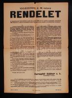 1945 Budapest,nagyméretű plakát a közélelmezési  és élelmiszerjegyekkel kapcsolatos rendelkezésekről.