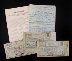 1906-1942 Győr szabad királyi város villamosműve által kiállított postatakarék-pénztári csekkszámlák; vételi jegy eladott gabonáról; szabályrendelet kompok, révek, hajóhidak forgalomba helyezéséről.