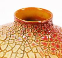 Zsolnay repesztett mázas váza, jelzett, apró lepattanásokkal, m:10 cm, d:16 cm