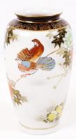 Japán madaras váza, kézzel festett, jelzett, hibátlan, m:16 cm