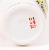 Japán madaras váza, kézzel festett, jelzett, hibátlan, m:16 cm