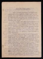 1921 Horthy Miklós győri látogatásáról szóló cikk 8 oldalas gépelt kézirata.
