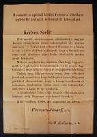 1900 Ferenc József által kibocsátott nagyméretű plakát 70. születésnapja alkalmából Széll Kálmán rés...