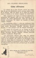 French colonies, Ivory Coast, folklore, map description on the back side (non pc) Elefántcsontpart f...