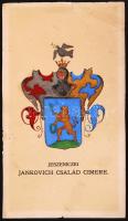 cca 1900 A jeszeniczei Jankovich család kézzel festett címere 30x16 cm