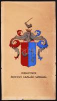 cca 1900 A domalygosi Hoytsy család kézzel festett címere 30x16 cm