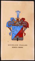 cca 1900 A Guckler család kézzel festett címere 30x16 cm