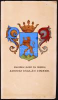 cca 1900 A magurai (báró és nemes) Augusz család kézzel festett címere 30x16 cm