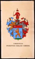 cca 1900 Az ó-moraviczai Piukovics család család kézzel festett címere 30x16 cm