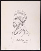 Márton Ferenc (1884-1940): 1933 Jaboree: Indiai cserkész. Ceruza, papír, jelzés nélkül, 20×16 cm