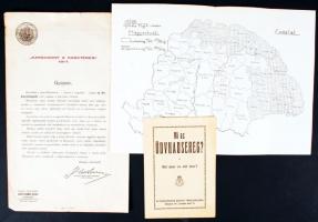 1916-1917 Budapest, Nagy-Magyarország térképe a katonai szabadságolásokról; A Vörös Kereszt gyűjtőíve karácsonyi adományokhoz; az Üdvhadseregről és feladatairól.