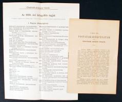 1919 Az Osztrák-Magyar Bank közgyűlésének tagjai állampolgárság szerint csoportosítva; Tájékoztató a Magyar Királyi Postatakarékpénztár által kínált előnyös befektetési lehetőségekről.