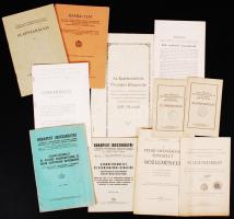 1902-1941 Egyesületi alapszabályok, jogszabályok, rendeletek (Ipartestületek Országos Központja, Budapest jogszabályai, Magyar Könyvkiadók és Könyvkereskedők Országos Egyesülete, Magyarországi Textilipari Munkások és Munkásnők Szövetsége).