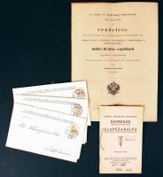 1859 Bécs, Vallás és oktatásügyi miniszter rendelete az evangélikusok ügyében; 1911 a Karácson Imre-Emlékbizottság gyűjőívei (3 db); 1942 Budapest, Katolikus Agrárifjúsági Legyényegylet alapszabályai.