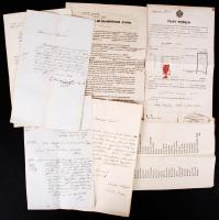 1858-1861 Vegyes kézzel írott és nyomtatott dokumentumok, fizetési meghagyás, fogíasztási adó haszonbérletének árverése, hivatalos levél, jegyzőkönyv.