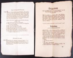 1776, 1839 Német és magyar nyelvű körözvények a körözött személyek részletes leírásaival (3 db).