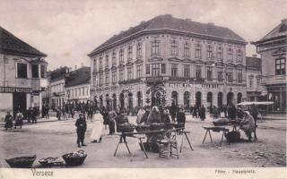 Versec, Főtér, Hitelbank, Poller, Győri Mór és Berger üzletei / square, market, bank, shops (Rb)