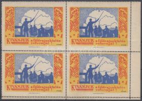 1920 "Kívánjuk a földrajzoktatás reformját!" levélzáró, ívszéli négyestömb