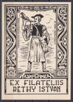 1935 "Ex Filateliis" debreceni lovasfutár fametszet