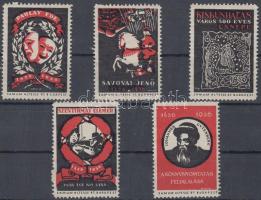 1936 Hírességek, évfordulók 5 klf levélzáró