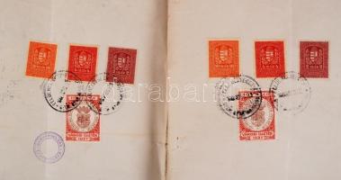 1927 Magyar-belga Ásványolaj Társaság benzinkútjának kézzel készített tervrajza hátoldalán 8 db ille...