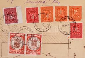 1927 Satam rendszerű benzinkút kézzel készített tervrajza  illetékbélyegekkel