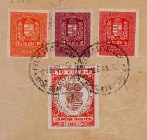 1928 Magánház kézzel készített tervrajza hátoldalán illetékbélyegekkel