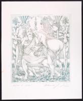 Kolozsvári G. Miklós (1950-): Kujon és Léha.  Rézkarc, papír, jelzett, 20×17 cm