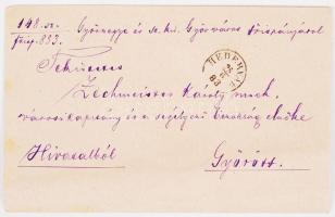1883 Győr, levélboríték viaszpecséttel Zeichmeister Károly városi kapitánynak Győr megye főispánjátó...