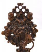 Antik gazdagon díszített falra szerelhető csengő, réz, m:12 cm