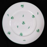 Herendi hiányos zöld virág mintás tányér készlet, jelzett (koronás), hibátlan, kézzel festett, 6 db ...