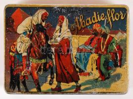 cca 1940 Abadie flor festett cigarettás fémdoboz / Painted metal cigarette box 15x10 cm