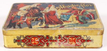 cca 1940 Abadie flor festett cigarettás fémdoboz / Painted metal cigarette box 15x10 cm
