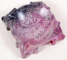 Mexikói hamutartó, alabástrom, kerámia falikép Madonna a kis Jézussal, apró lepattanással, 15×10 cm