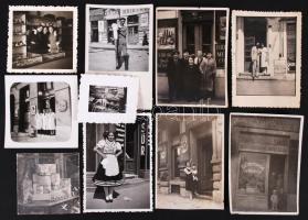 cca 1936 Üzleteket és dolgozóikat ábrázoló kisméretű fotók, 10 db