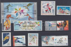 1998 + 2002 Winter Olympics, Nagano and Salt Lake City 10 diff. countries 12 diff. stamps + 1 block of 4, 1998 + 2002 Téli olimpia, Nagano és Salt Lake City 10 klf ország 12 klf bélyeg + 1 négyestömb