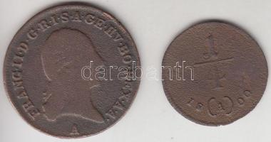 Ausztria 1800A 1/4Kr Cu + 1Kr Cu T:3 Austria 1800A 1/4 Kreuzer Cu + 1 Kreuzer Cu C:F