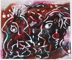 Jelzés nélkül: Arcok. Gouache, karton, 58×48 cm