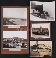 1931-1943 Esztergomról készült látképek, részben kartonra ragasztva, a lefotózott épületek megnevezé...