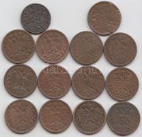 Ausztria 1894-1917. 2h (14db) mind klf évszám T:vegyes
Austria 1894-1917. 2 heller (14pcs) different...