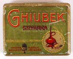 cca 1920 Ghiubek szivarka festett fém cigarettás doboz / Metal cigarette box