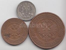 Oroszország 1870. 5k Cu + 1911. 2k Cu T:2-,3 + 1912. 10k Ag T:2
Russia 1870. 5 kopeks Cu + 1911. 2 k...