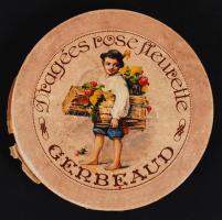 cca 1910 Gerbeaud rózsavirág drazsé festett cukorkás doboz / Paper candy box