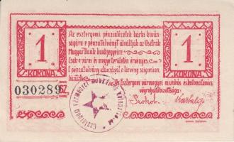 Esztergom 1919. 1K "Utalvány" (2x) egymás utáni sorszámmal T:I-,II